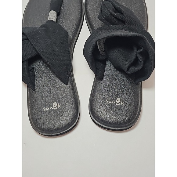 Sanuk Yoga Mat Sling Thong Flip Flop Sandals Women's Size 10 Black - Picture 8 of 10